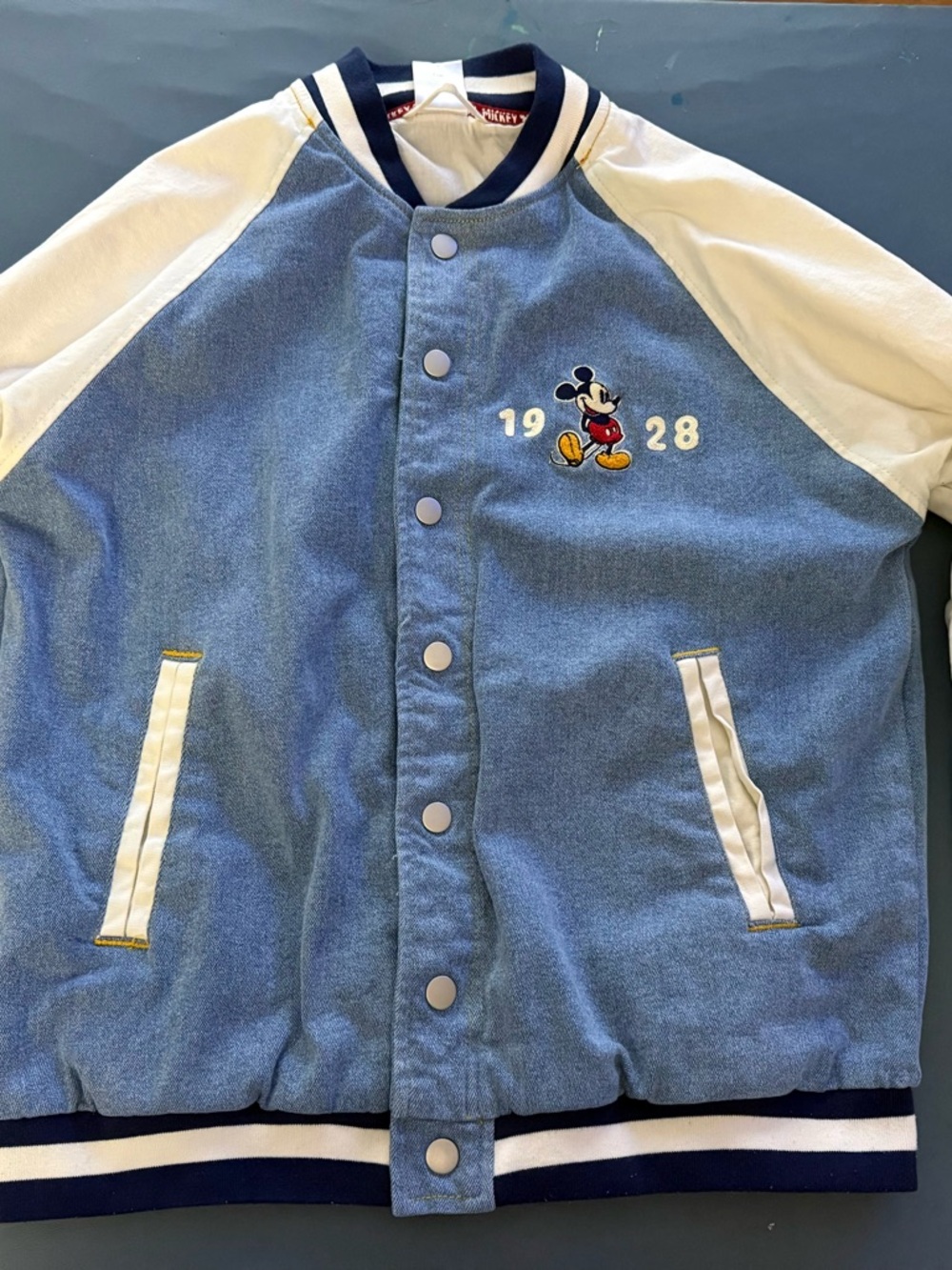 Disney Striped Collar Denim-Look Jacket in Navy, White & Red - Picture 2 of 6
